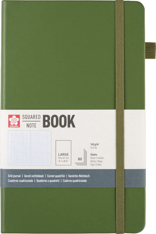 Sakura Notizbuch, 130 × 210 mm, kariert, Leimbindung, Karton, 160 Seiten, 140 g/m² – Kiefernadel
