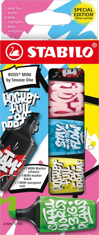 STABILO BOSS Textmarker Mini Set 5 Farben – Keilspitze, 2–5 mm