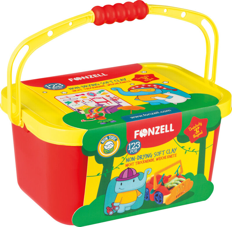 Fonzell Modelliermasse-Set – 123-teilig – 20 Modelliermassen à 50 g – 300 × 200 × 140 mm