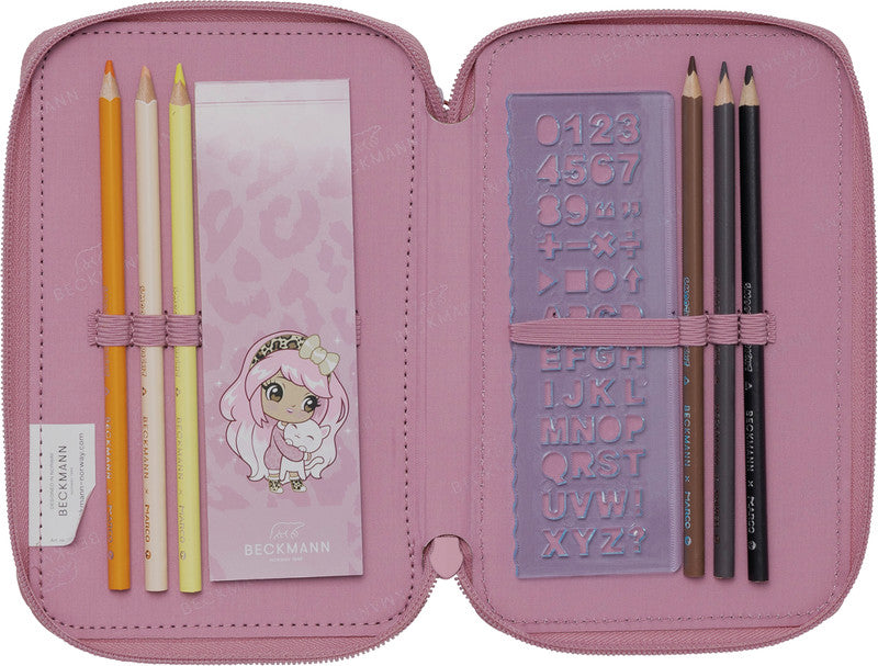 Beckmann Klassisches Dreifach-Etui, gefüllt – Furry – Kunststoff – 13,0 × 20,5 × 7,0 cm