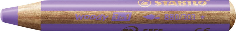 STABILO Buntstifte woody 3 in 1 – 3-in-1, Minen-Ø 10 mm, Einzelstift Lila