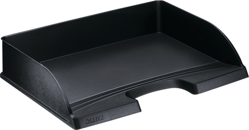 Leitz Briefkorb – mit Griffausschnitt, mit Beschriftungsfeld, matt, schwarz, B 363 × H 70 × T 273 mm