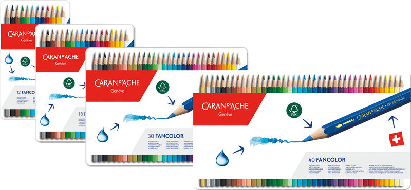 Caran d-Ache Caran d'Ache Aquarellfarbstifte – 30 Farben, im Metalletui, Ø 2,8 mm, FSC