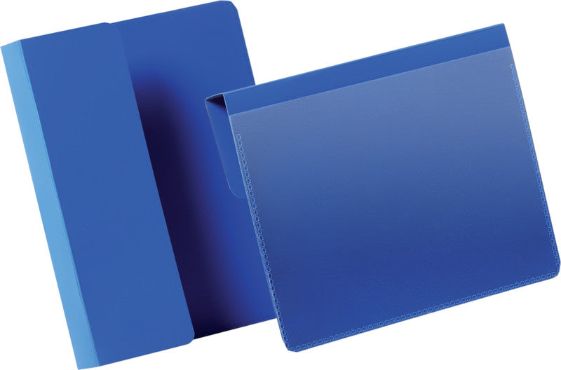 Durable Kennzeichnungstaschen – 148 × 105 mm, blau, für A6 quer, 50er-Pack