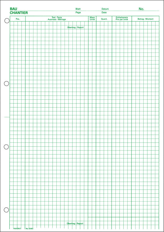 Favorit Formularblock – Devis-Ausmass, Deutsch, Französisch, 100 Blatt, A4