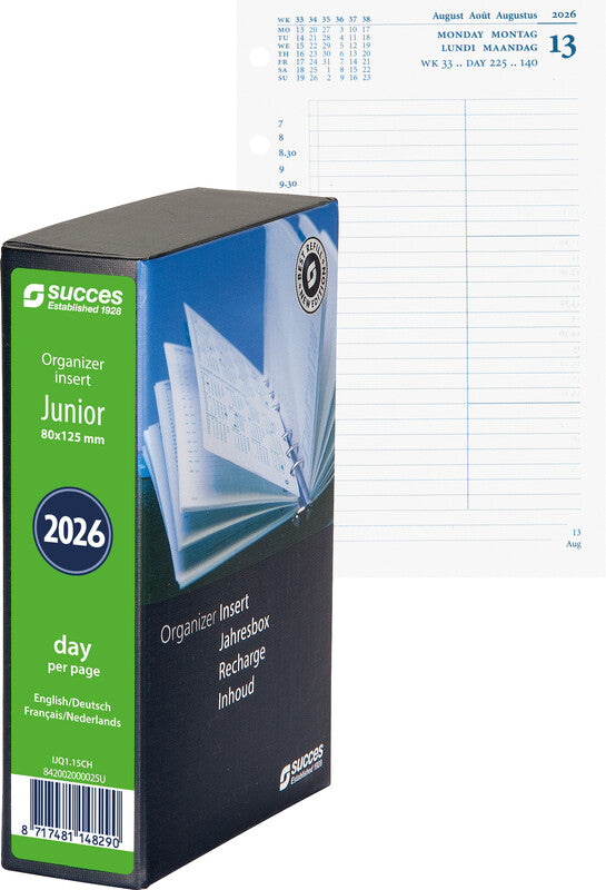 Succes Kalender-Einlage – 1 Tag/Seite, 6-fach, 8 × 12,5 cm, 2026