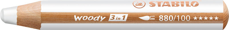 STABILO Buntstifte Woody 3 in 1 – 3-in-1, rund, Minendurchmesser 10 mm, Einzelstift weiss