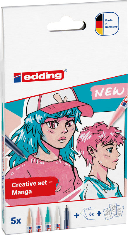 Edding 5300 Acrylmarker – Rundspitze 1–2 mm – Mehrfarbig – 5er-Set