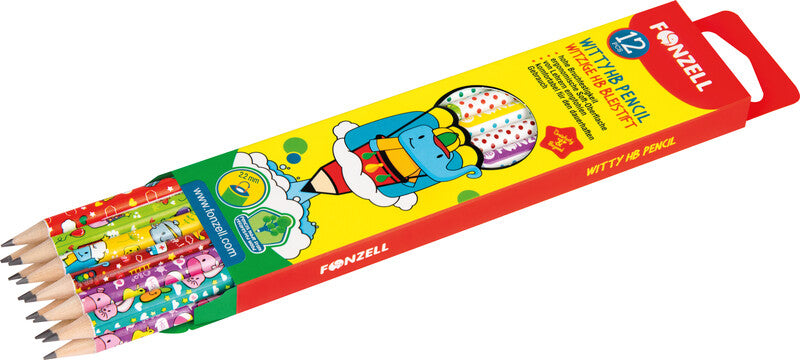 Fonzell Witty Bleistift, HB, Mine Ø 2,2 mm, farbig sortiert – 12er-Set