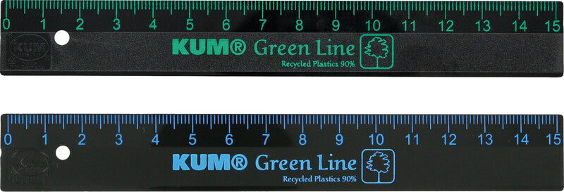 Kum Wandtafel-Lineal 15 cm – Kunststoff, schwarz, mit Tuschekante, abgerundete Ecken