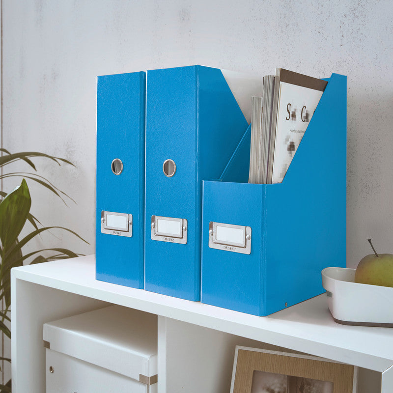 Leitz Stehsammler – Karton, mit Beschriftungsfeld, blau metallic, 253×103×330 mm