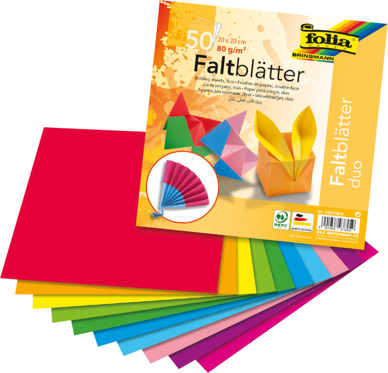 Folia Faltblätter, Duo – 200 × 200 mm – 80 g/m² – sortiert – 50 Blatt