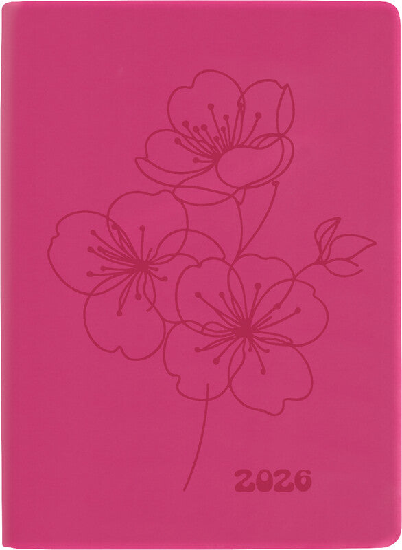 Biella Memento Ladytimer Agenda – 1 Woche/2 Seiten, Gebunden, 10,1 × 14,2 cm, 2026, Mehrsprachig, Rosa, FSC