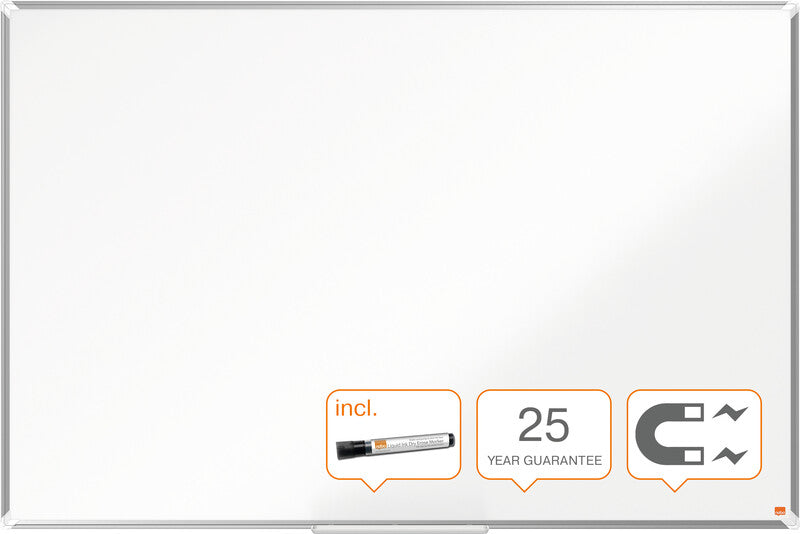 Nobo Whiteboard – 150 × 100 cm, Emaille, magnetisch, Aluminiumrahmen, Wandmontage, inkl. Stifteablage