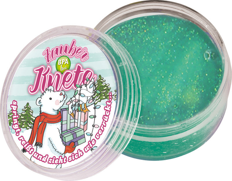 Tapirella Zauberknete Eisbär, Pinguin, Schildkröte (sortiert) – 50 g, Ø 7 cm, glitzernd, BPA-frei