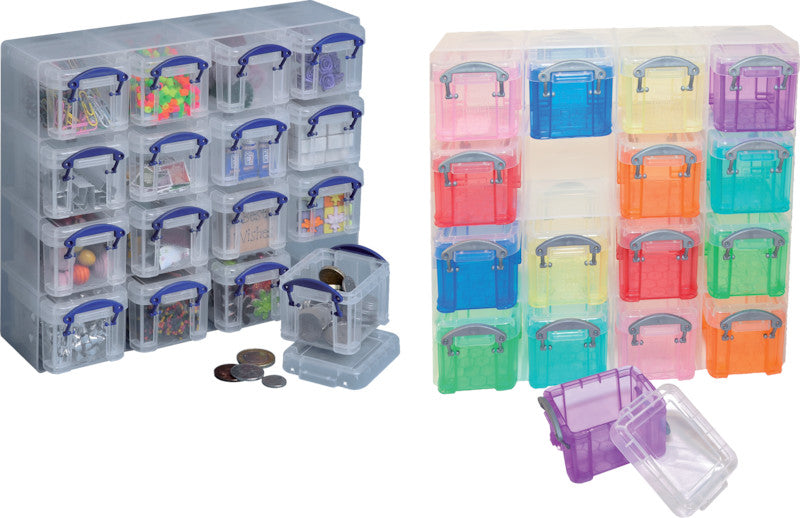 Really Useful Boxes Organizer-Set – Kunststoff, transparent, 28 × 22,4 × 9 cm – 16er-Pack