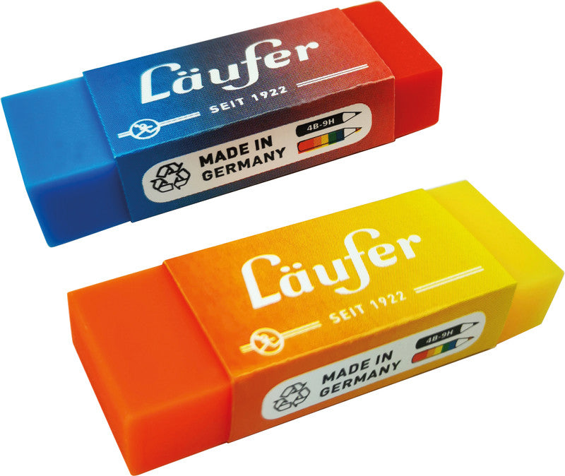 Laufer Radierer – für Bleistifte und Farbstifte – 65 × 12 × 21 mm – Kunststoff – sortiert – 2er-Pack