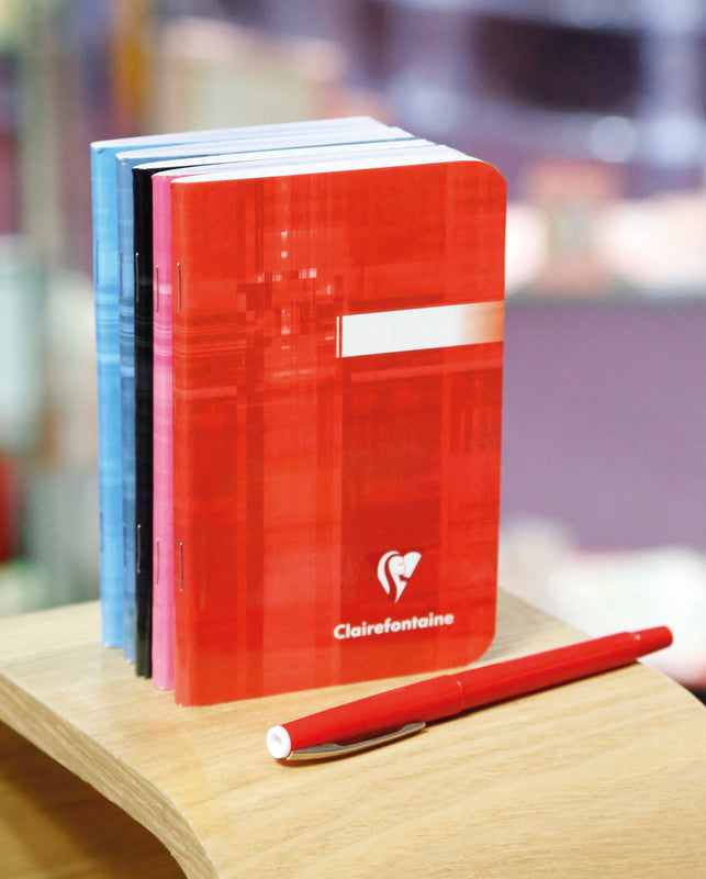 Clairefontaine Notizheft, 90 × 140 mm, kariert 5 mm, Klammerheftung, Karton, 96 Seiten, 90 g/m² – sortiert