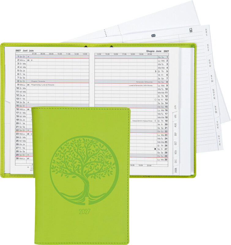 Biella Planer Istanbul Agenda – 1 Monat/2 Seiten, geheftet, 10,6 × 15,3 cm, 15 Monate Okt–Dez, hellgrün, FSC
