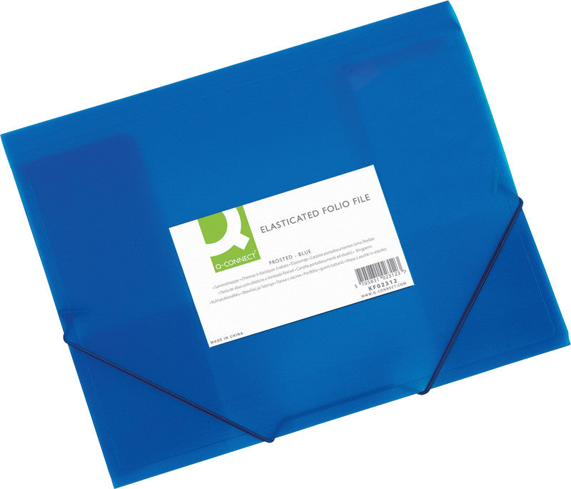 Q-connect Sammelmappe, für A4, Kunststoff, blau, mit Gummizug