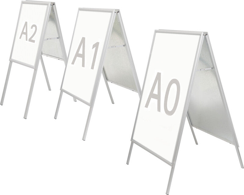 MAUL Plakatständer – für A0 hoch, silber, Metall/Kunststoff, 873×940×1403 mm