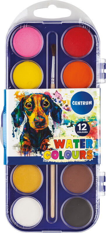 Centrum Gouache Malkasten – Mehrfarbig – 12 Farben – mit Pinsel