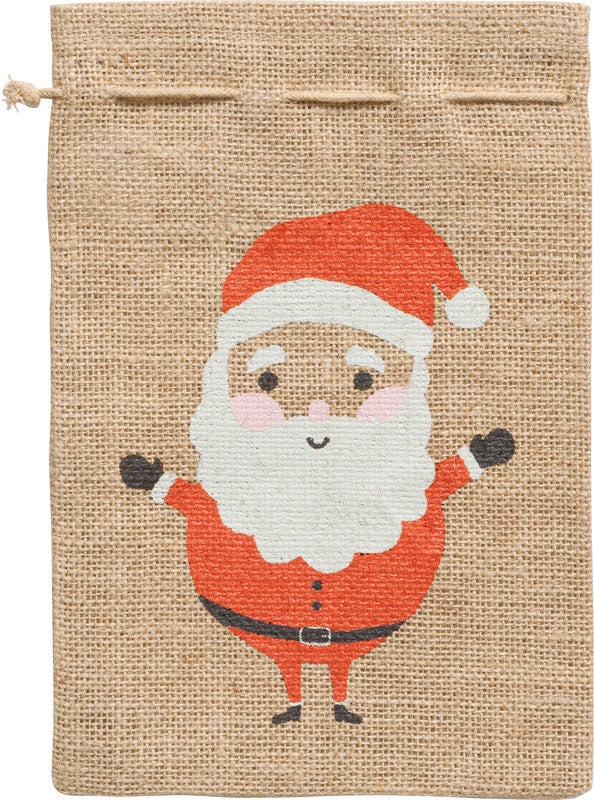 Folia Chlaus-Sack – Weihnachtsmann – Jute, mit Zugkordel – 170 × 250 mm