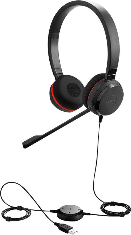 Jabra Evolve 20 – Duo Headset, On-Ear – USB-A, Mikrofon mit Rauschunterdrückung, Kabelbedienung – schwarz