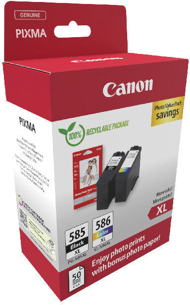 Canon Tintenpatronen-Multipack 585XL/586XL Photo Cube, mit Fotopapier 100 × 150 mm (50 Blatt) – für Inkjet