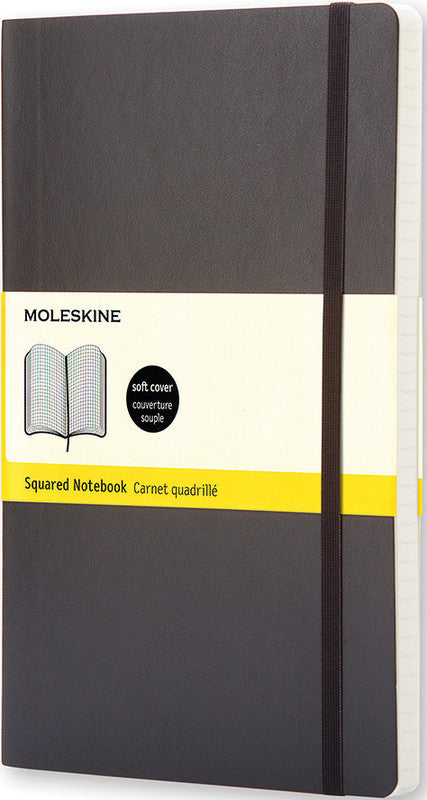 Moleskine Notizbuch, 130 × 210 mm, kariert, Leimbindung, Softcover, 192 Seiten, 70 g/m² – schwarz