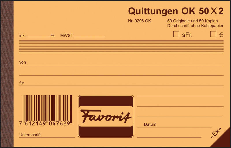 Favorit Formularblock – Deutsch, 50 Blatt, A6