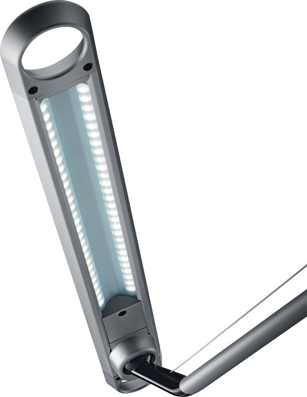 Hansa Tischleuchte LED – Qi & USB, dimmbar – 2’900–6’000 K – 780 lm 12 W – silber
