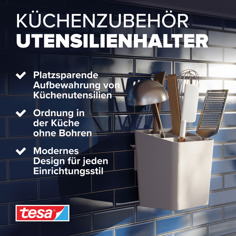 TESA Utensilienhalter – ABS-Kunststoff, Weiss, 13,5 × 17 × 14,5 cm