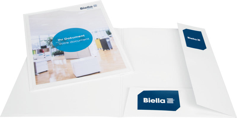Biella Konferenzmappe – A4, Visitenkartenfach, Karton, Weiss