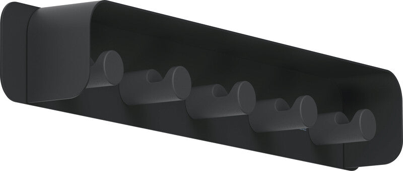 Durable Wandgarderobe 5 Haken – Aluminium – schwarz – 500 × 59 × 42 mm