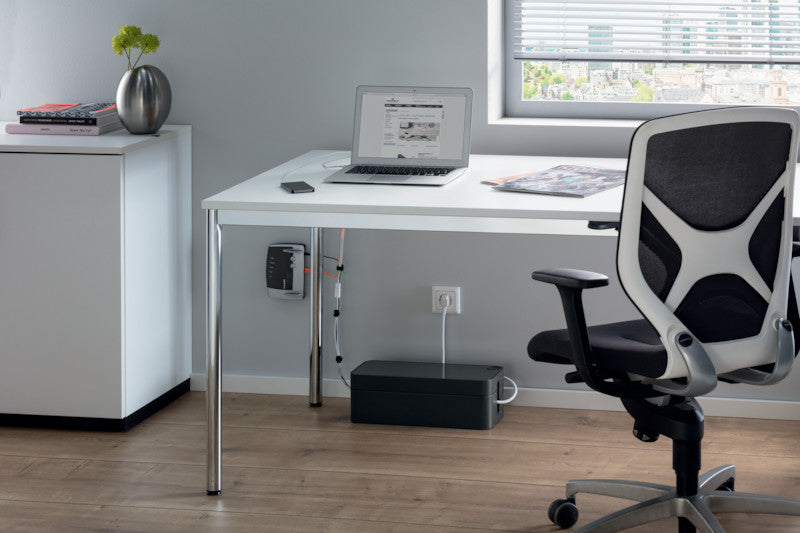 Durable Kabelbox – 406 × 156 mm, Kunststoff, Graphit, für 5-fach-Steckdosenleiste