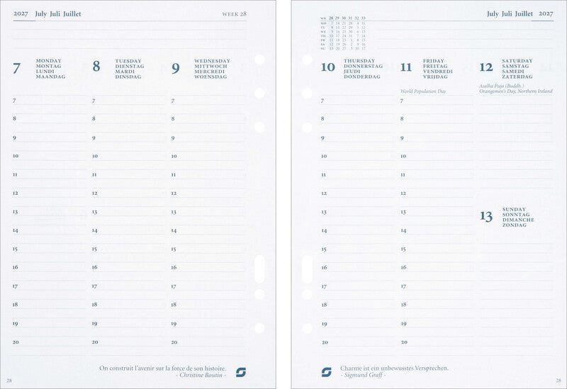 Succes Kalender-Einlage – 1 Woche/2 Seiten, 6-fach, A5, 2027