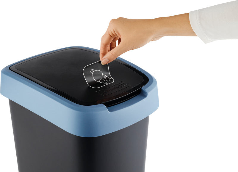 Rotho Abfallcontainer – 50 l – mit Deckel – Kunststoff, Horizon Blau – B × H × T 298 × 602 × 401 mm