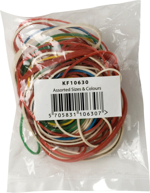 Q-Connect – Gummibänder – farbig sortiert, Naturkautschuk, 25 g