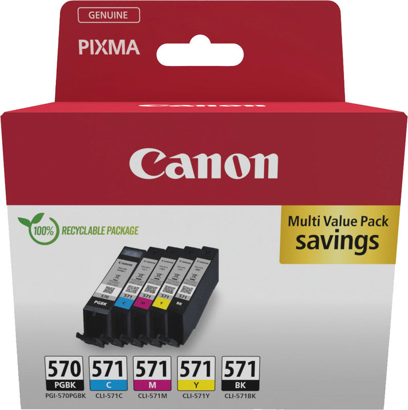 Canon Tintenpatronen-Multipack 570/571, CMYK, 5er-Pack – für Canon 570/571