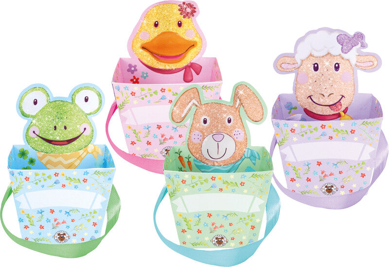 Trendhaus Geschenkbox Geschenkkörbchen – Ostern, sortiert – mit Glitter – 100 × 145 × 98 mm