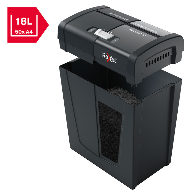 Rexel Aktenvernichter, DIN P-4, Partikelschnitt 4 × 40 mm, 10 Blatt, 18 l, A4