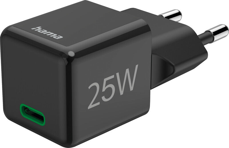 Hama 00201985 USB-Ladegerät 25 W – USB-C×1 – PD 3.0, QC 3.0 – EU-Stecker (Typ C) – Schwarz
