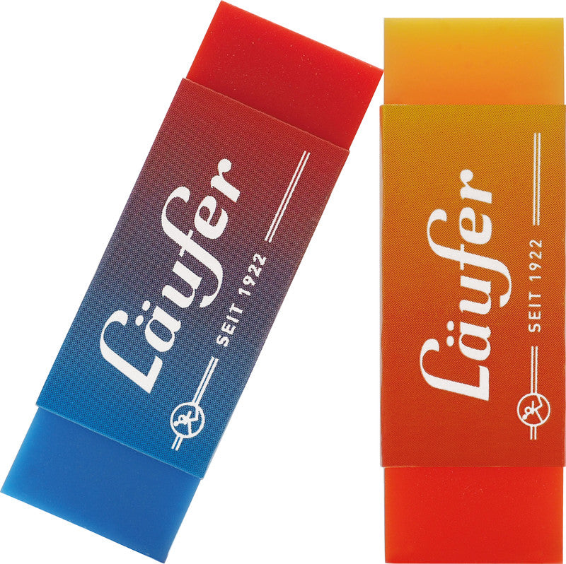 Laufer Radierer – für Bleistifte und Farbstifte – 65 × 12 × 21 mm – Kunststoff – sortiert – 2er-Pack