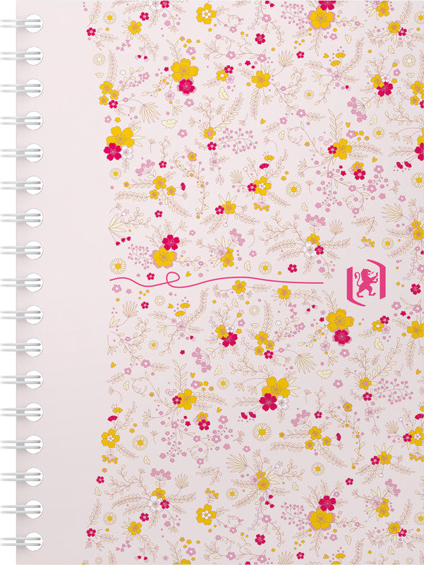 Oxford Collegeblock A6, kariert, Spiralbindung, 50 Blatt, perforiert, 90 g/m² – Floral, für SCRIBZEE App