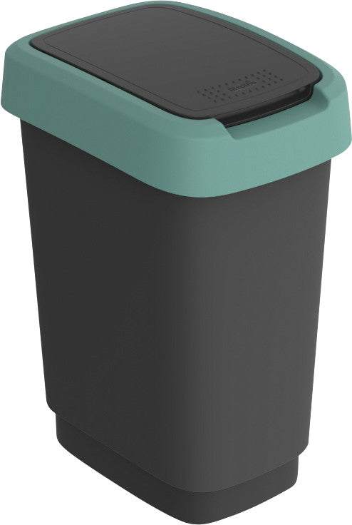 Rotho Abfallcontainer – 10 l – mit Deckel – Kunststoff, Mistelgrün – B × H × T 181 × 330 × 248 mm