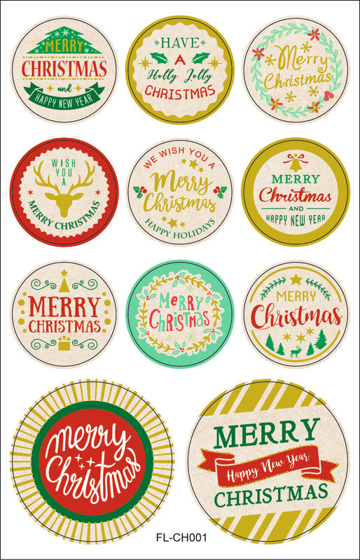 Folia Rund-Sticker, Weihnachten – 90 × 140 mm – mehrfarbig – 44 Stk.