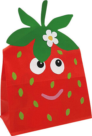 Braun + company Bastelset Geschenktüten – Frühling (Lady Strawberry) – 12 × 21 × 6 cm – inkl. Stickerbogen