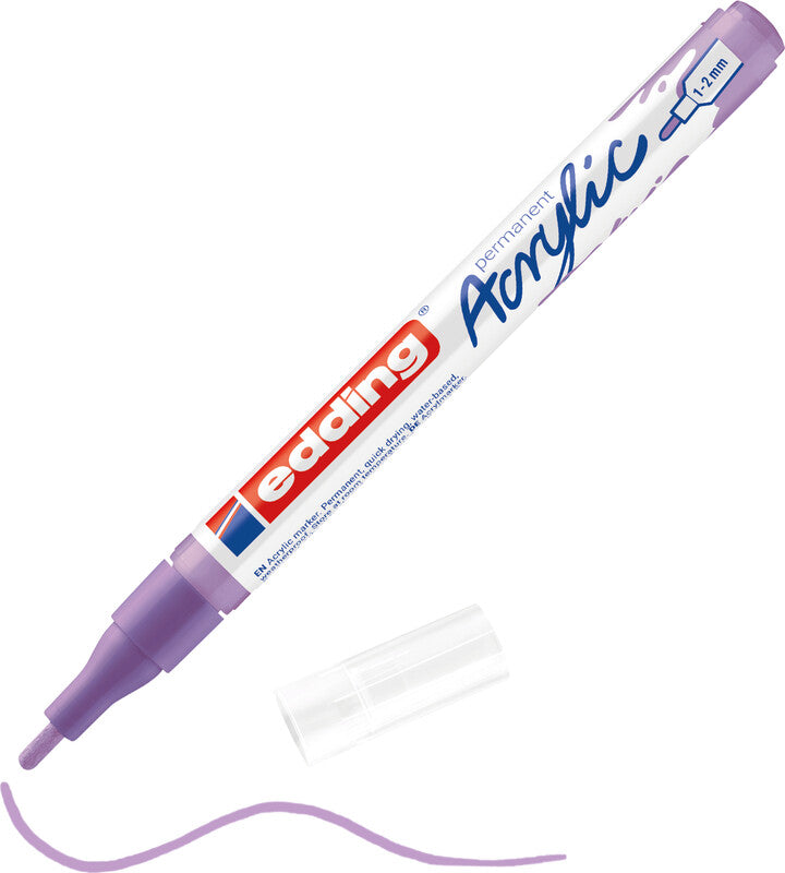 Edding 5300 Acrylmarker – Rundspitze 1–2 mm – Helllavendel – für Leinwand, Holz und Terrakotta