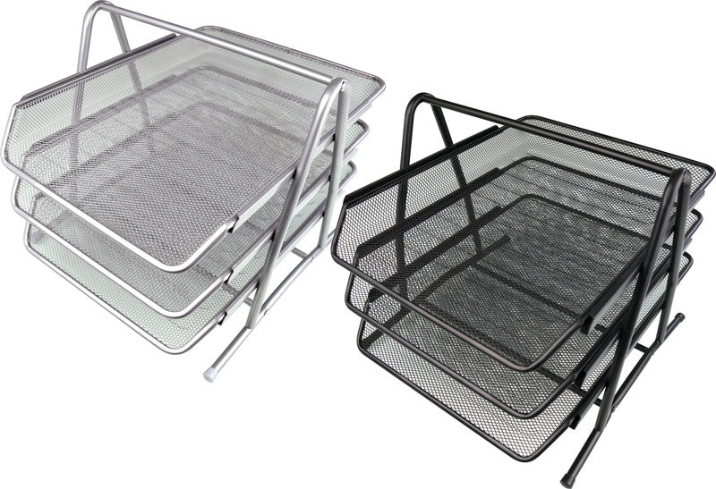 Helit Briefkorb – Stahl, für A4 und C4, 3 Fächer, glänzend, schwarz, B 295 × H 270 × T 350 mm